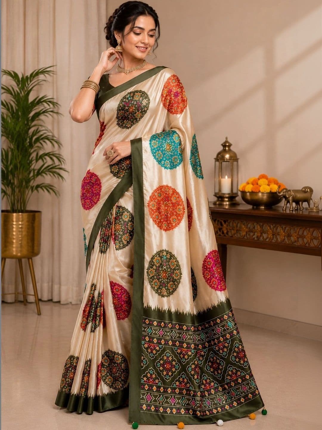 DHANLAXMI SAREES Ethnic Motifs Satin Patola Saree thumbnail 2