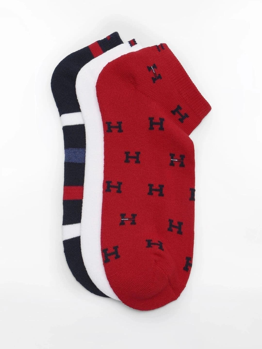 Tommy Hilfiger Men Pack of 3 Cotton Patterned Ankle Length Socks thumbnail 2