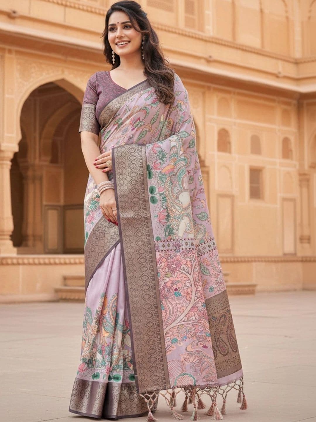 Mitera Floral Silk Blend Designer Saree - view 1