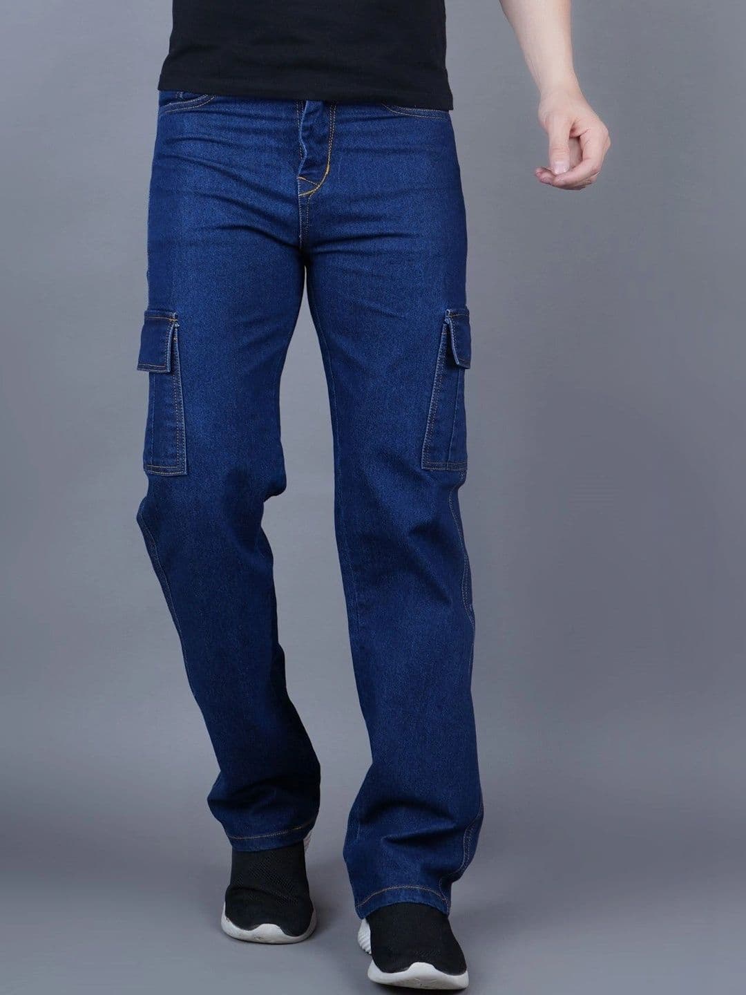 HERE&NOW Men's Medium Blue Wash Cargo Straight-Leg Jeans - view 1