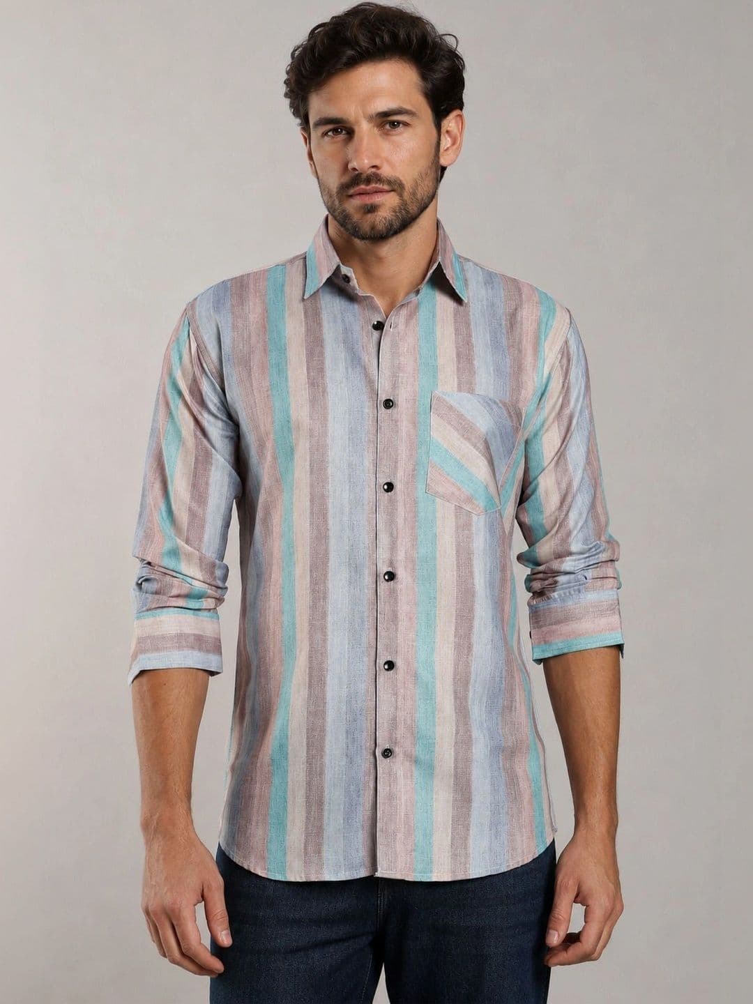 Metronaut Men Comfort Multi Stripes Striped Casual Shirt thumbnail 4