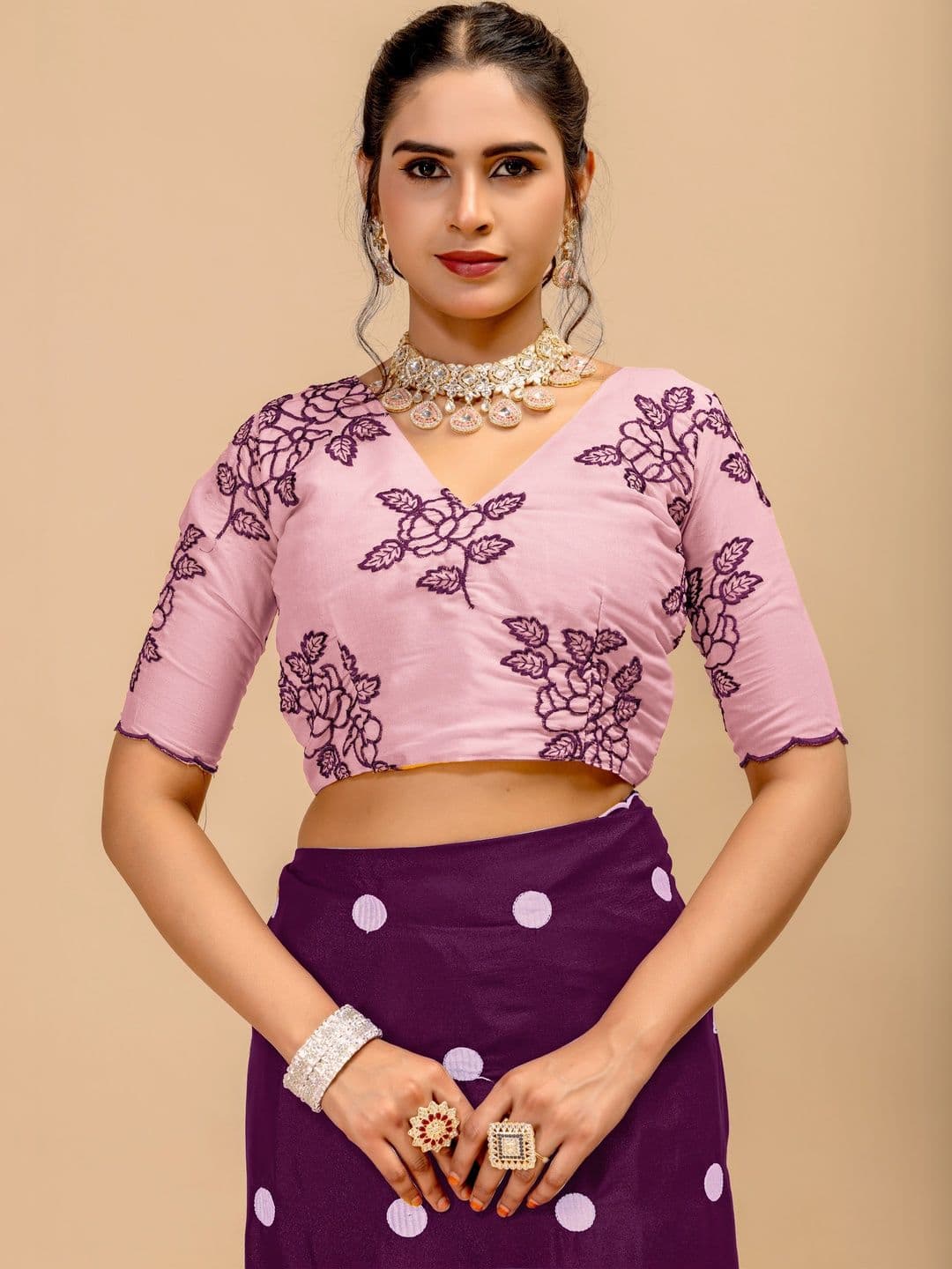 LabelVASTRA Polka Dot Embroidered Poly Georgette Saree thumbnail 2
