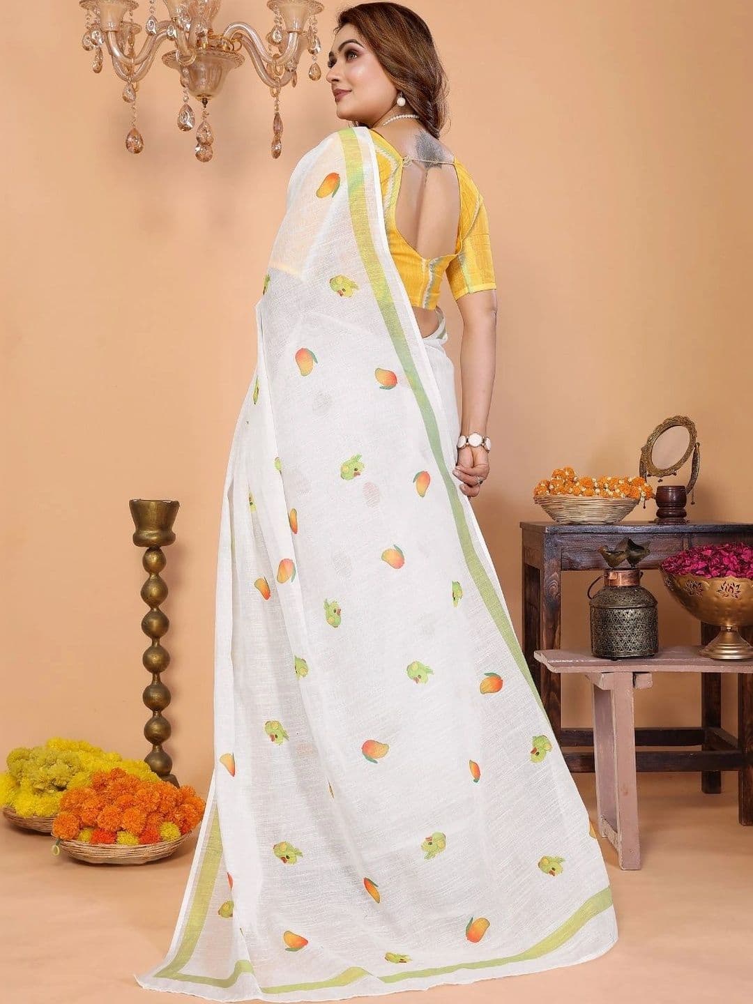 Mitera Warli Linen Blend Designer Saree thumbnail 2
