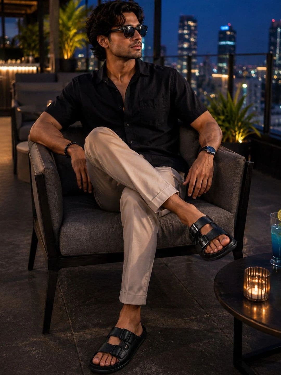 TRV Men Buckle Detailed Slip On Flip Flops - view 1