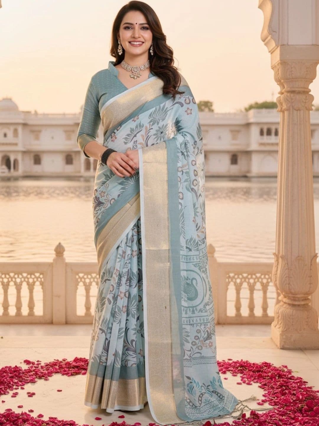 Mitera Floral Silk Blend Designer Saree - view 1