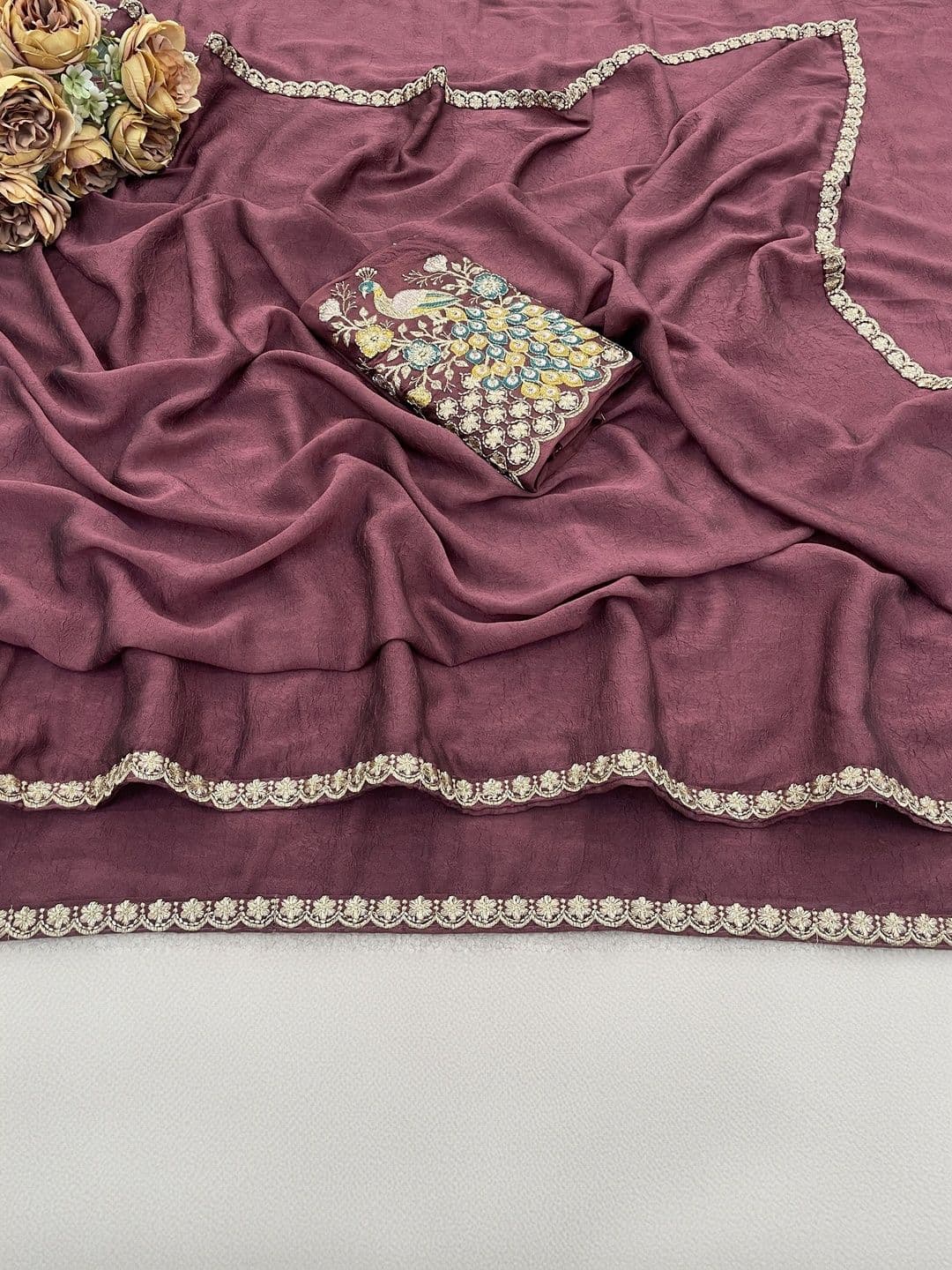 Saanvi Embellished Embroidered Poly Georgette Saree thumbnail 5