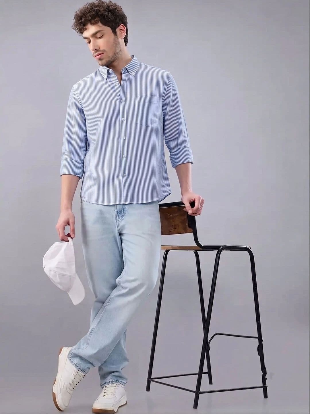 R.Code by The Roadster Life Co. Men Standard Striped Casual Shirt thumbnail 2