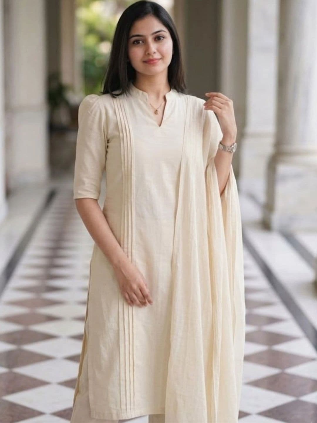 KALINI Women Regular Kurta with Trousers & With Dupatta thumbnail 3