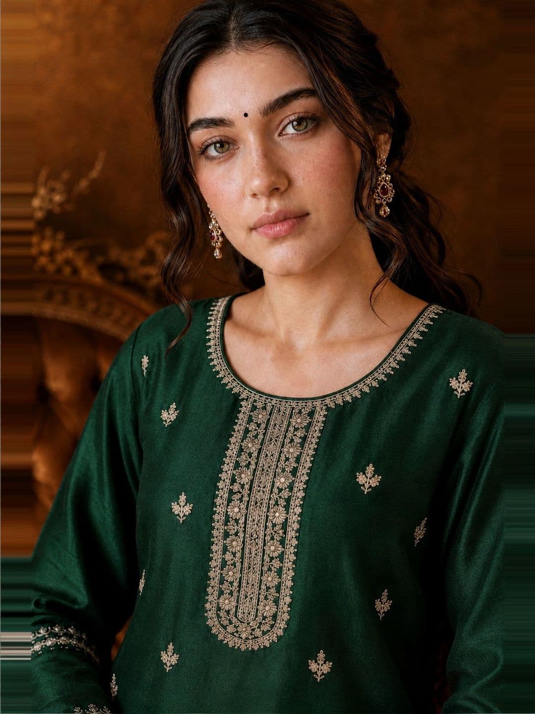 CREATIVE KORNER Women Ethnic Motifs Embroidered Thread Work Kurta thumbnail 6