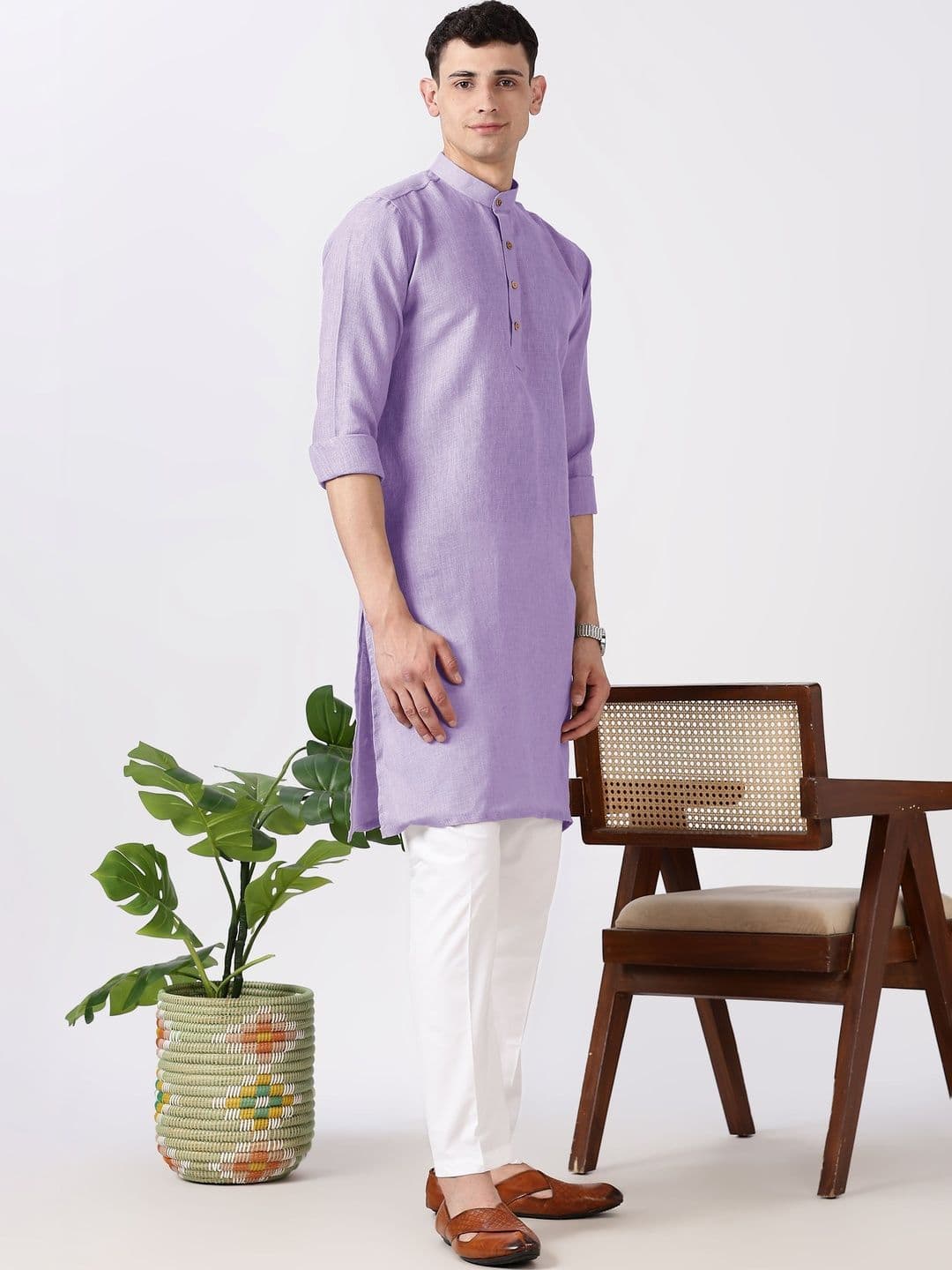 Anouk Men Cotton Linen Long Kurta thumbnail 7
