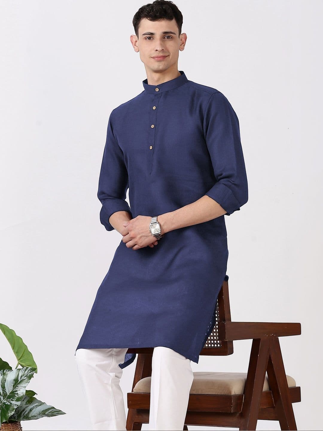 Anouk Men Cotton Linen Kurta thumbnail 5