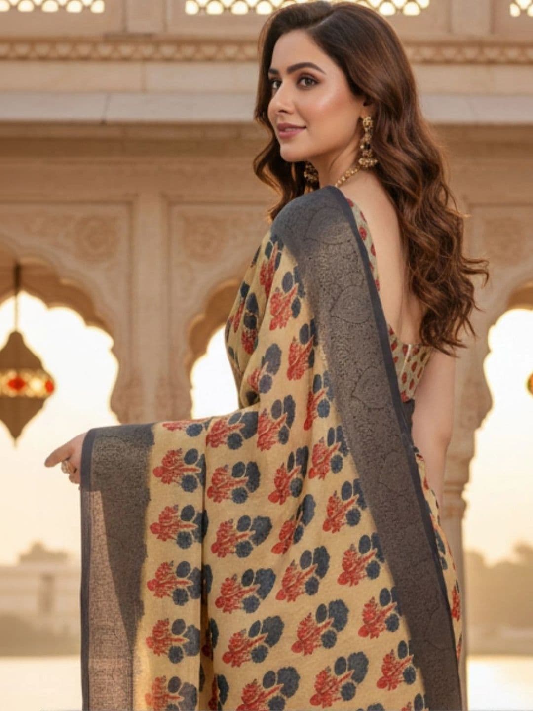 Mitera Floral Silk Blend Designer Saree thumbnail 3