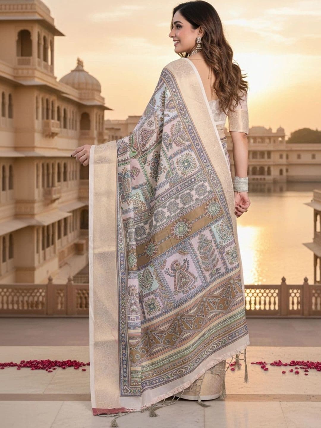 Mitera Warli Zari Silk Blend Designer Saree thumbnail 3