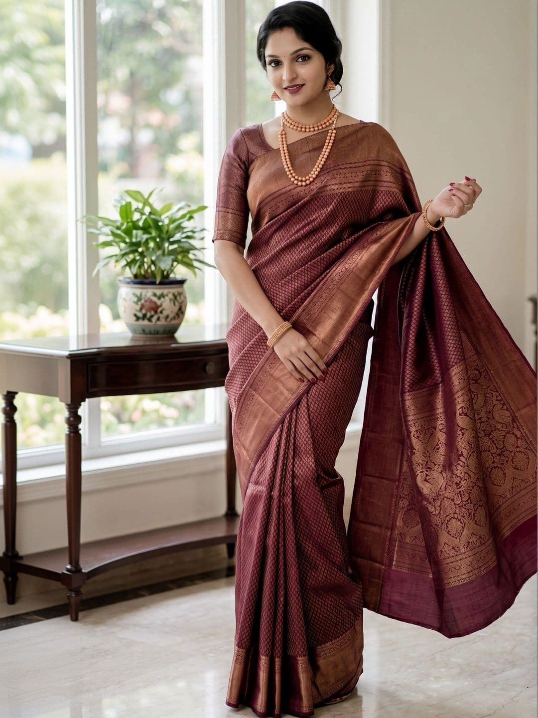 DHARMA TEX Zari Art Silk Kanjeevaram Saree thumbnail 3