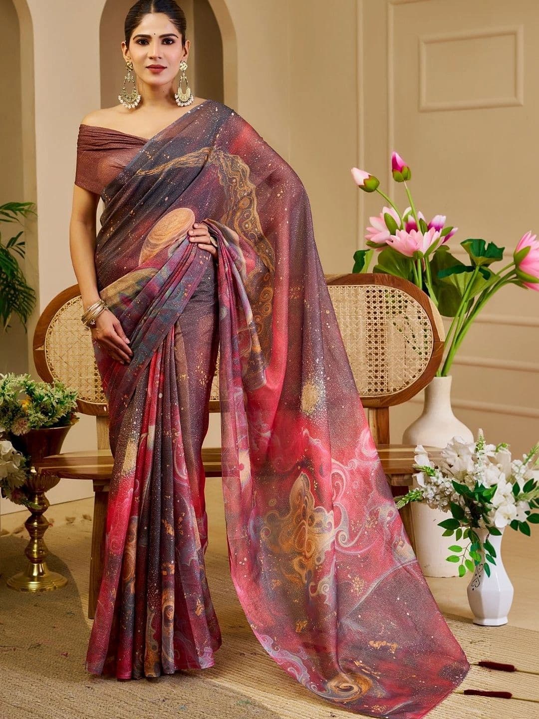 Mitera Tissue Designer Saree thumbnail 3