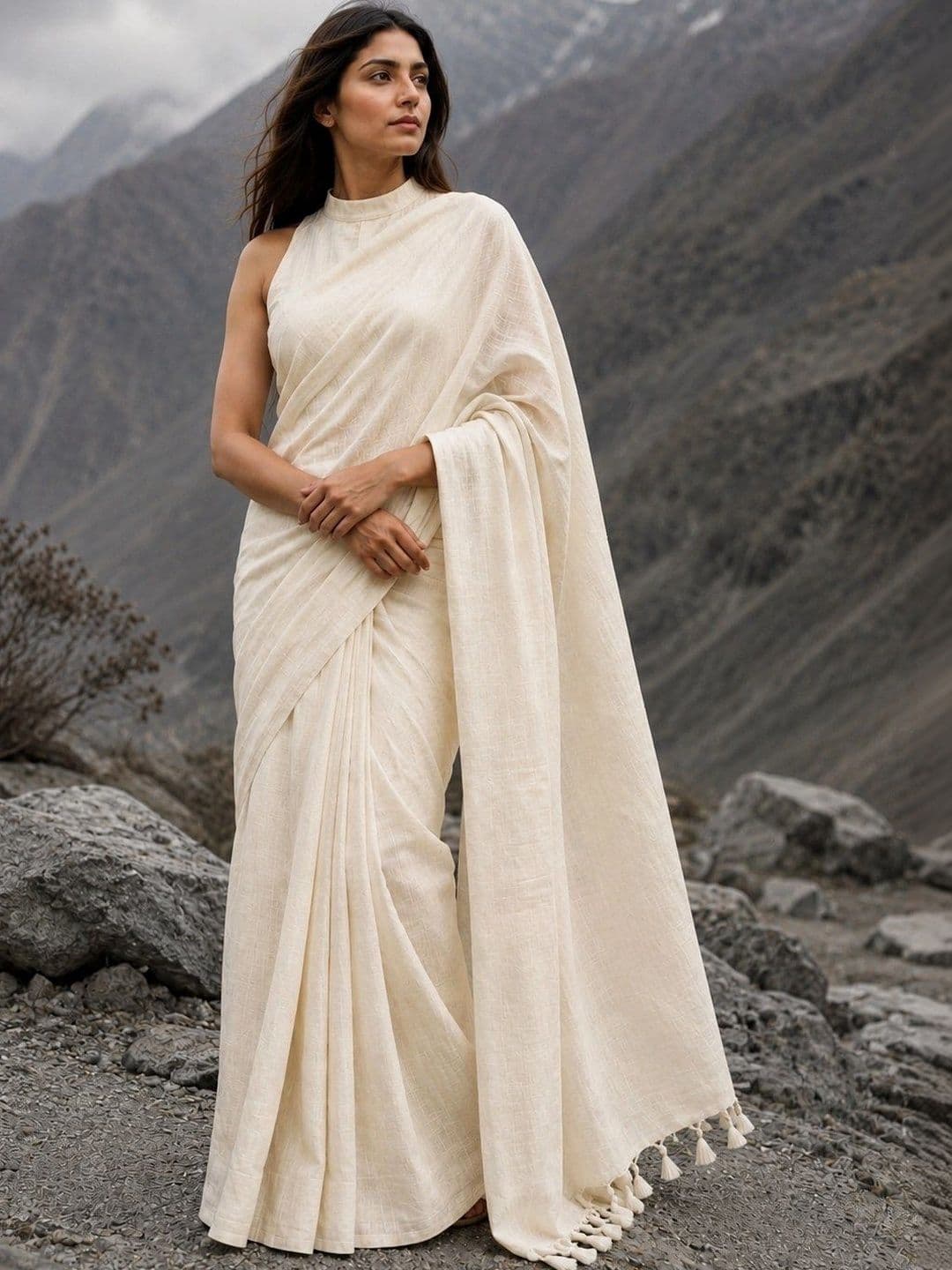 Weave Trends Linen Blend Handloom Bhagalpuri Saree - view 1