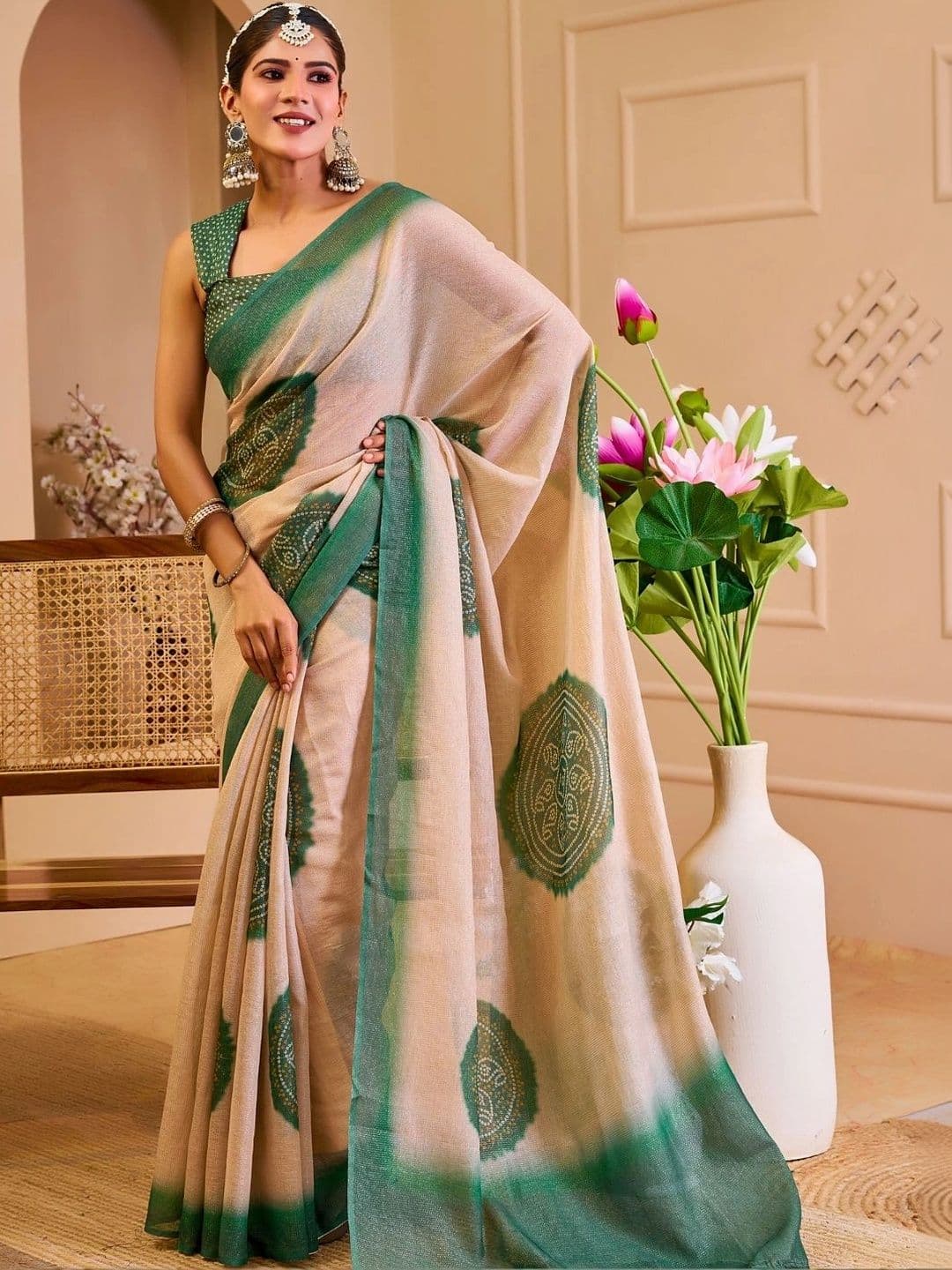 Mitera Bandhani Tissue Designer Saree - view 1