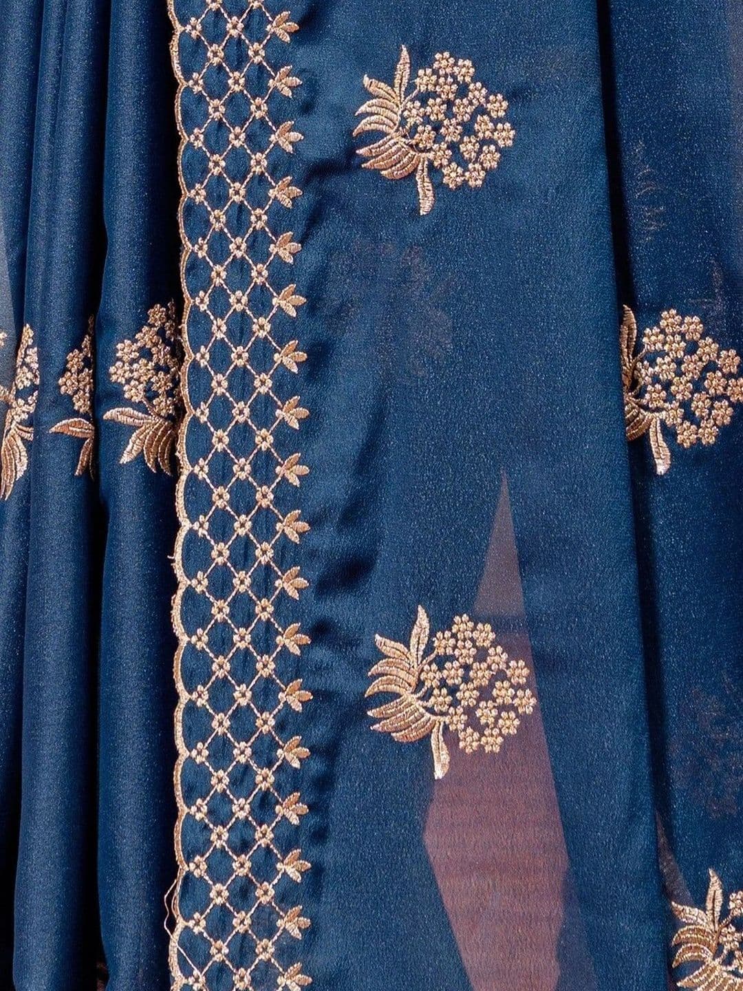 LabelVASTRA Floral Embroidered Poly Georgette Saree thumbnail 4