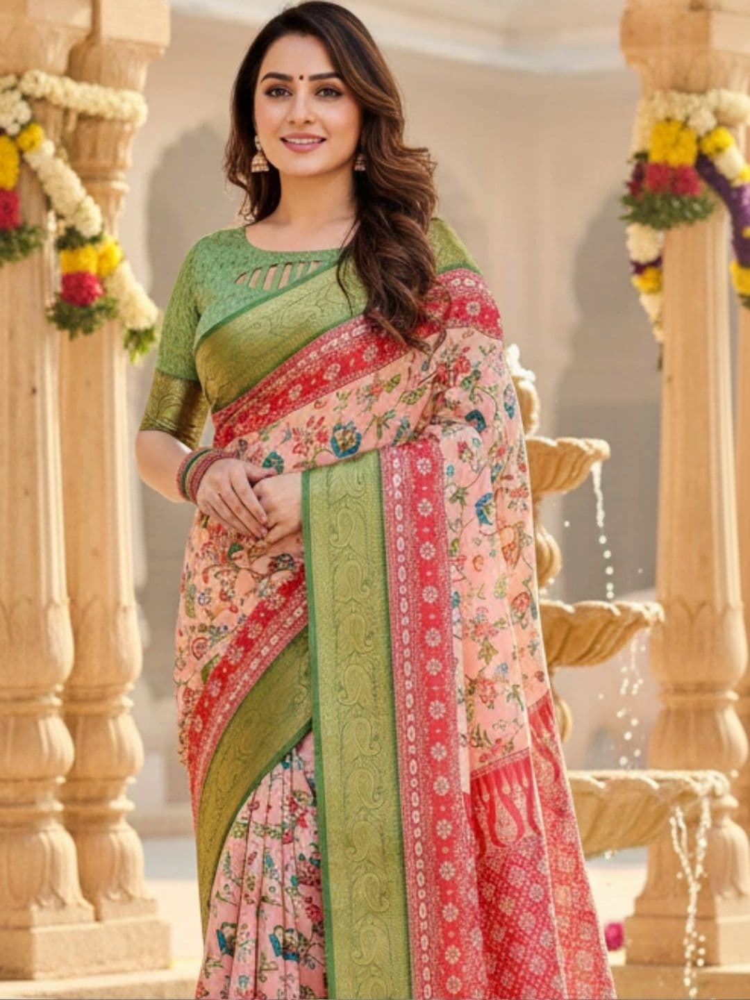 Mitera Floral Silk Blend Designer Saree thumbnail 2