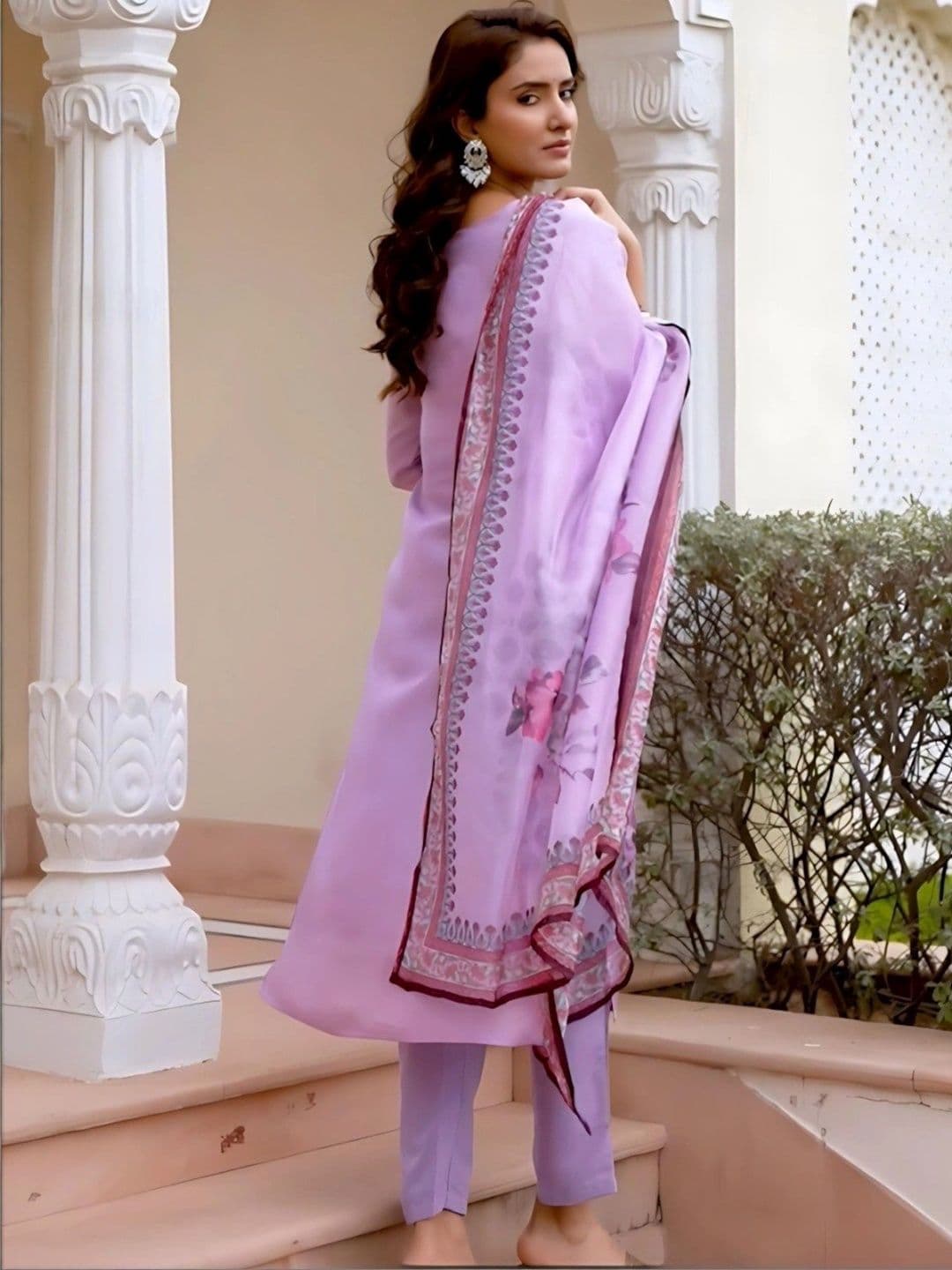 KALINI Women Ethnic Motifs Embroidered Regular Thread Work Kurta with Trousers & With Dupatta thumbnail 6