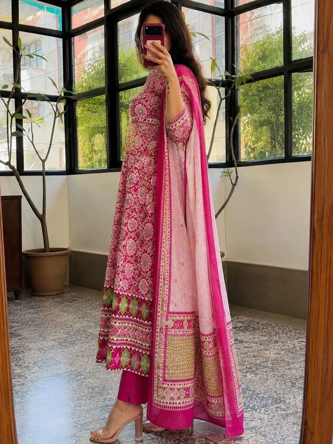 SRF KURTI HUB Women Ethnic Motifs Printed Empire Kurta with Churidar & With Dupatta thumbnail 2