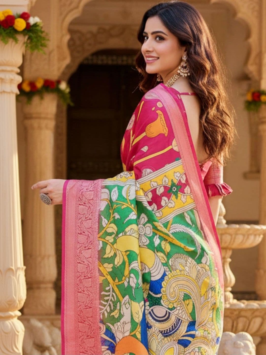 Mitera Kalamkari Silk Blend Designer Saree thumbnail 2