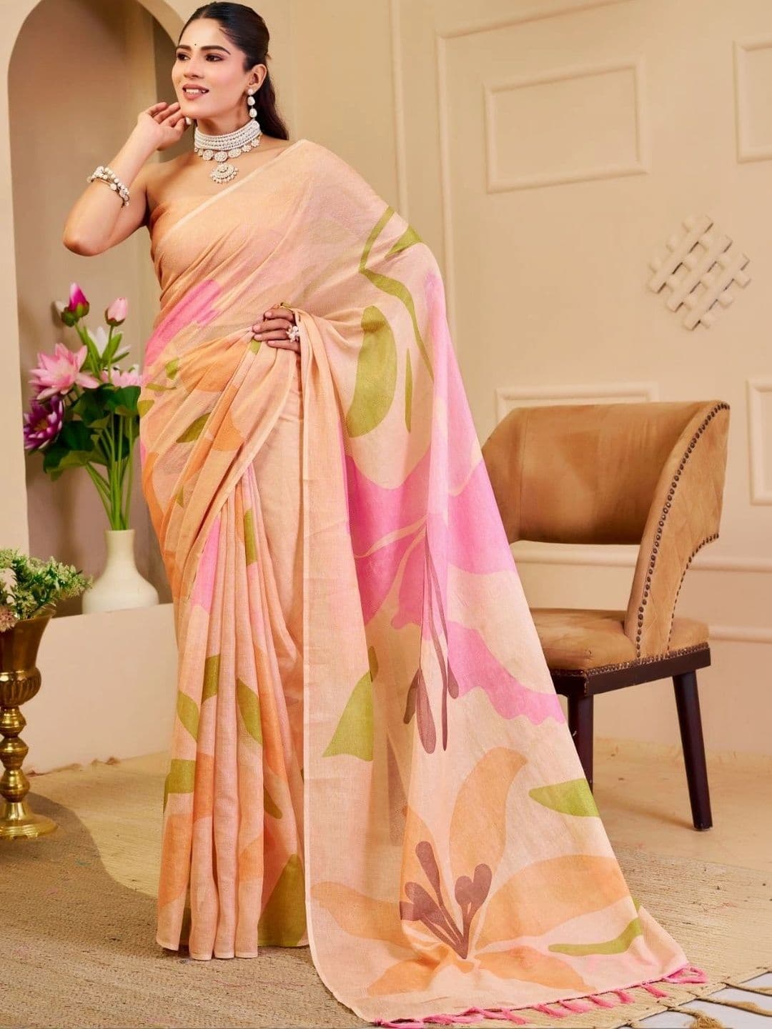 Mitera Floral Tissue Designer Saree - view 1