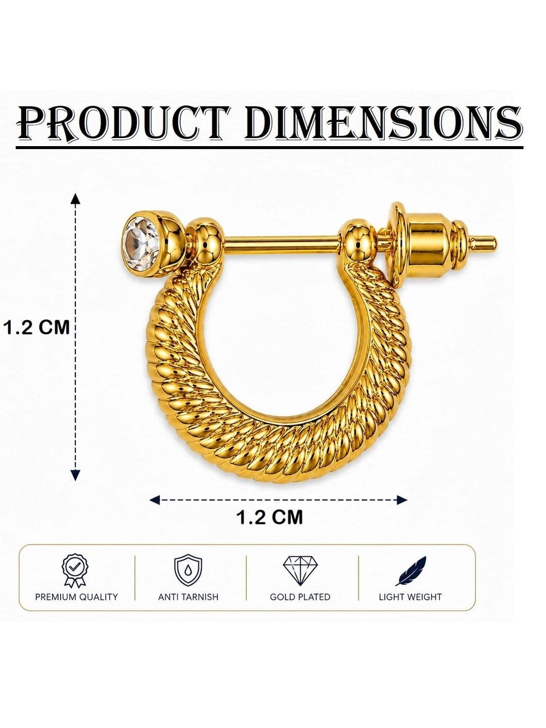 Uniqon Men Circular Half Hoop Earrings thumbnail 2