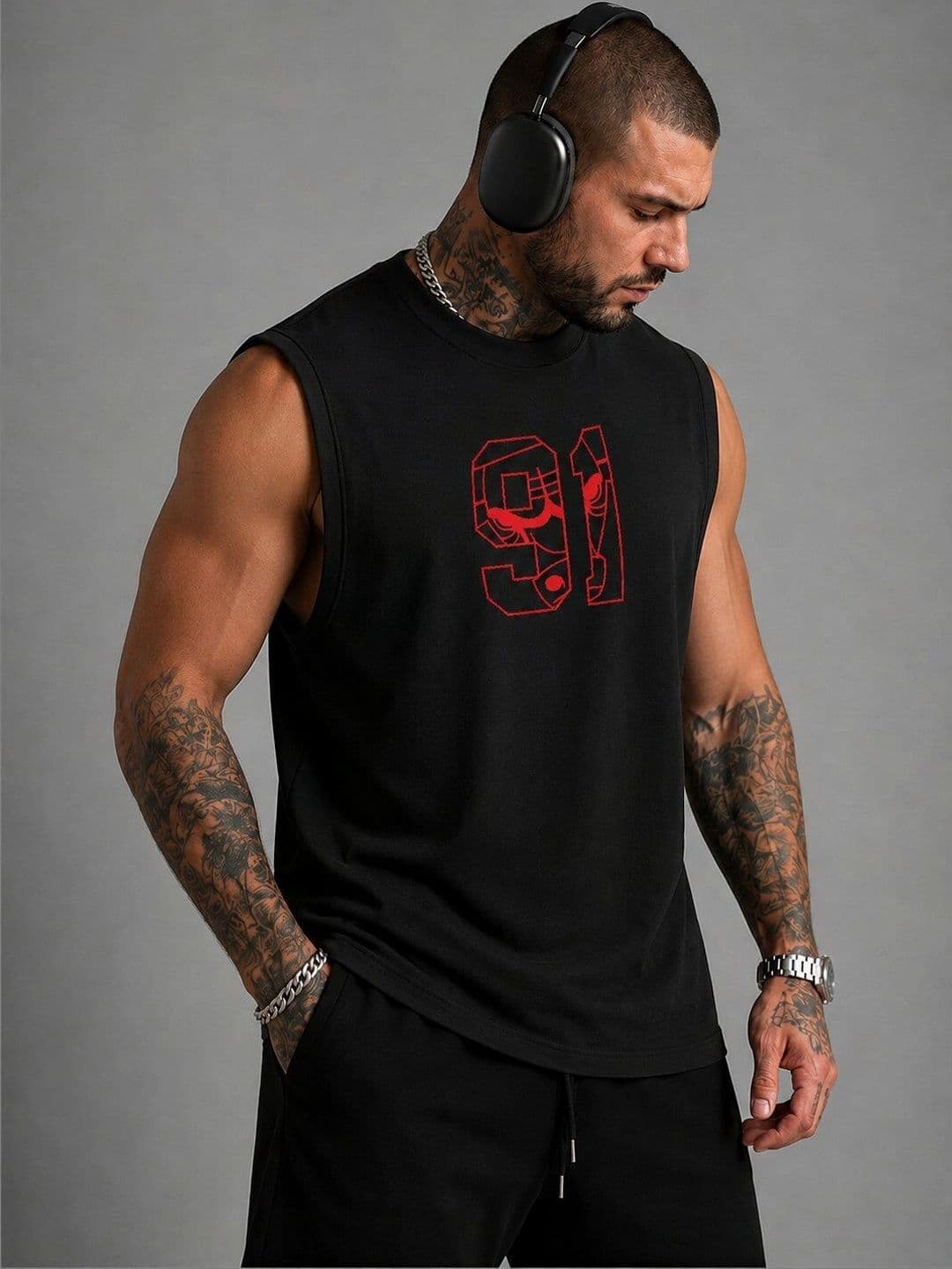 Moda Rapido Printed Cotton Blend Gym Vest thumbnail 2