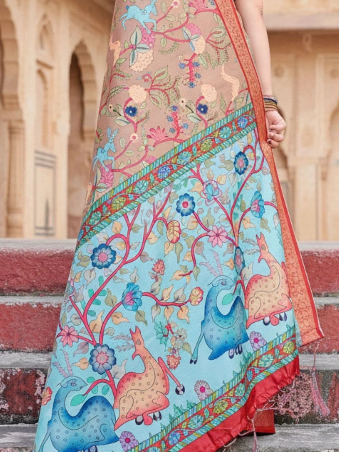 Mitera Kalamkari Silk Blend Designer Saree thumbnail 4