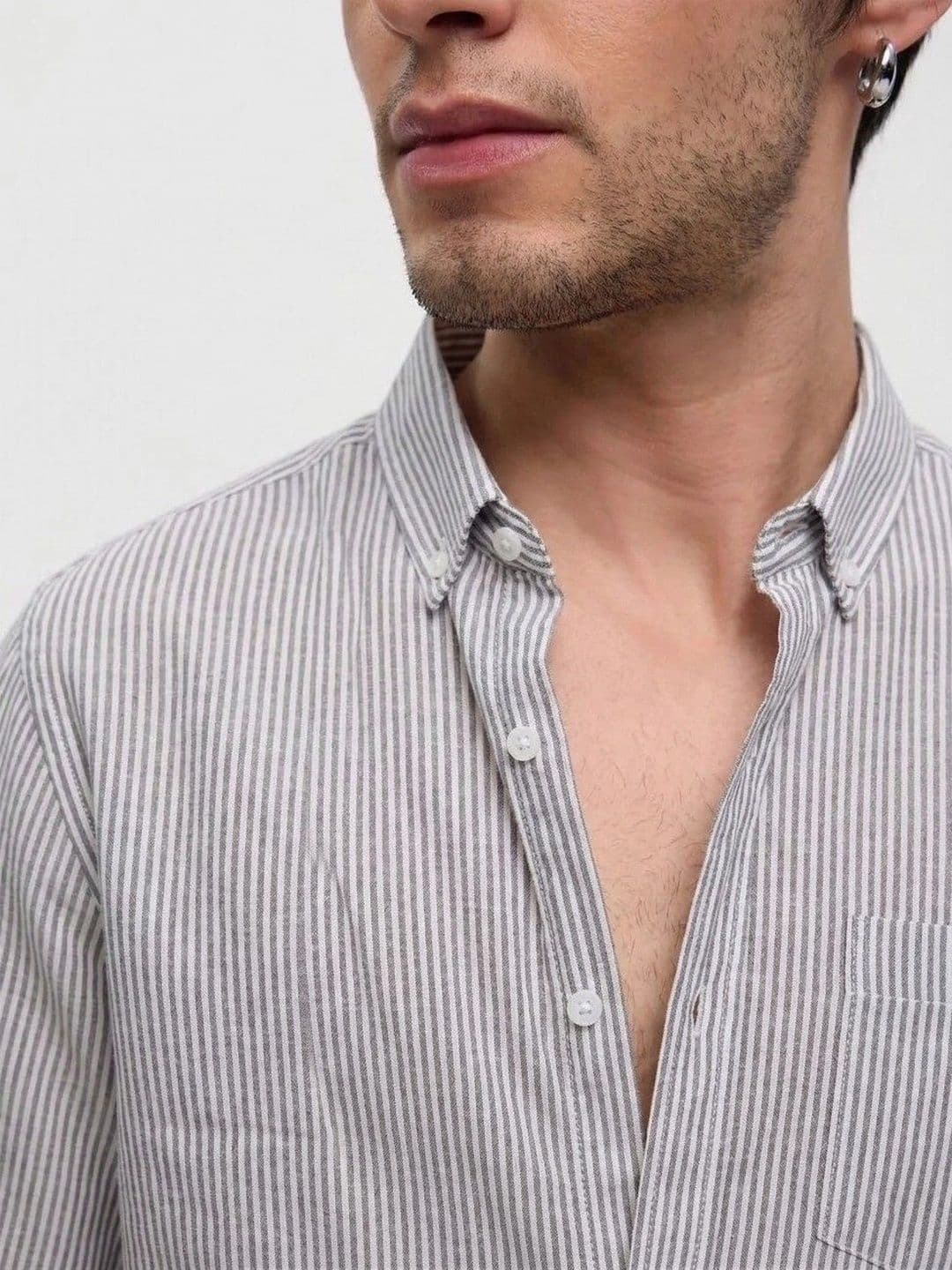 R.Code by The Roadster Life Co. Men Standard Striped Casual Shirt thumbnail 3