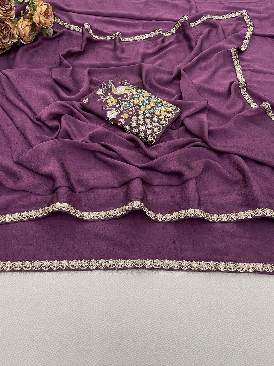 Saanvi Embellished Embroidered Poly Georgette Saree thumbnail 5
