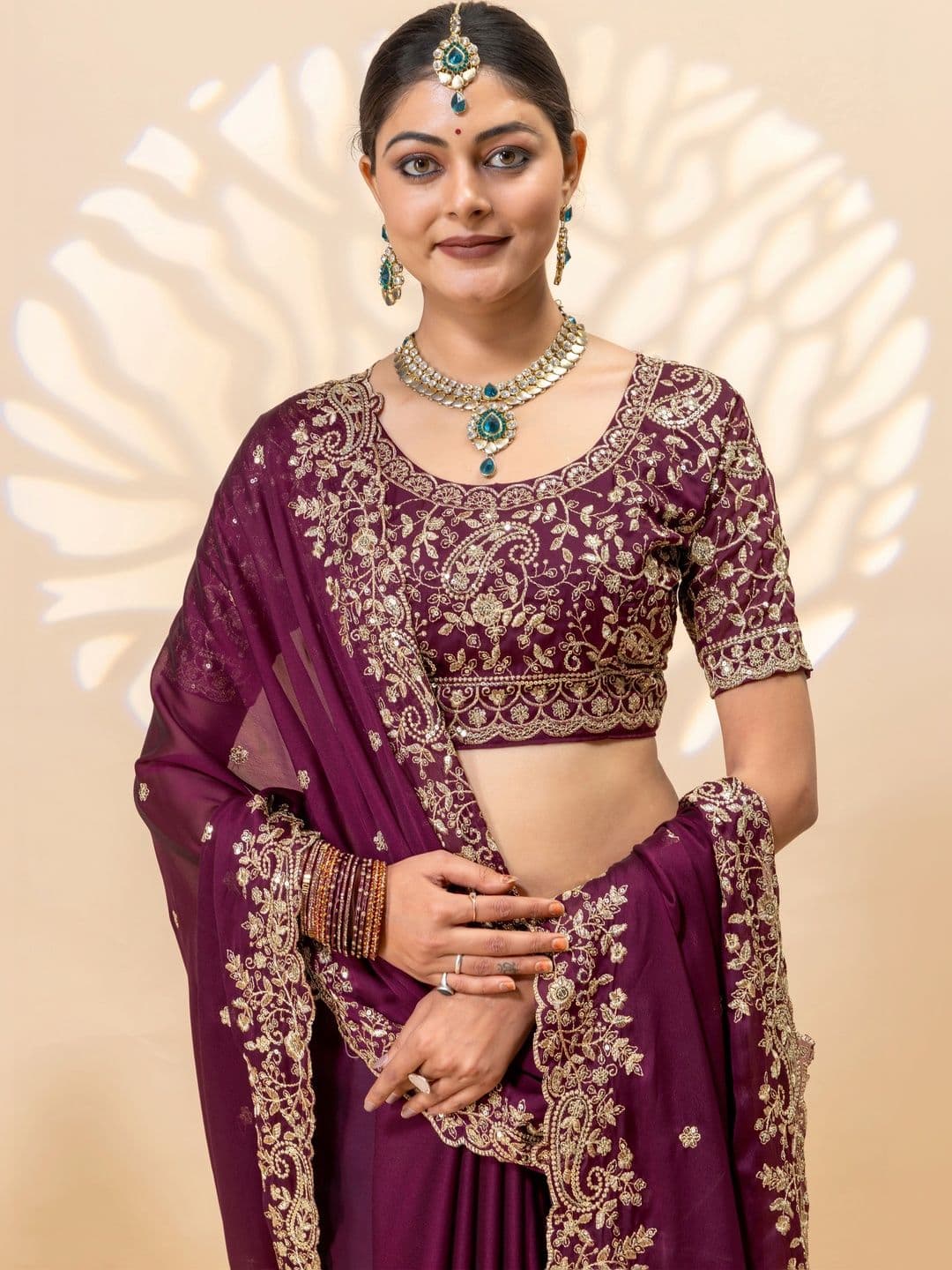 Vastra Drape Women Embellished Embroidered Silk Blend Saree thumbnail 6