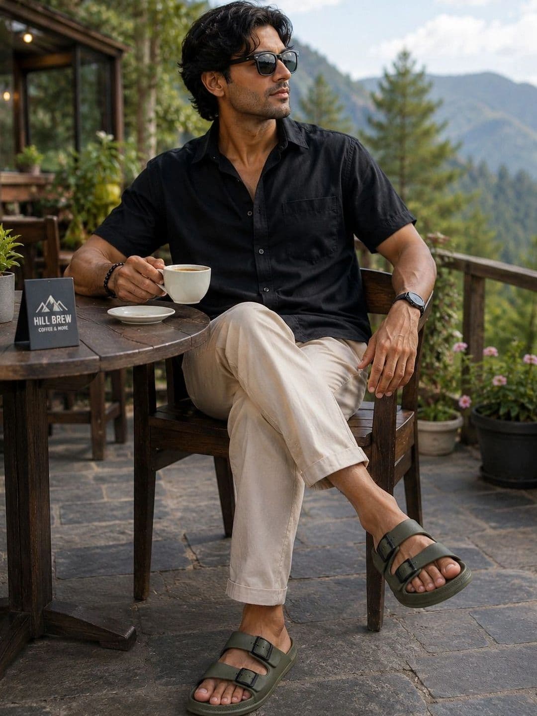 TRV Men Buckle Detailed Slip On Flip Flops - view 1