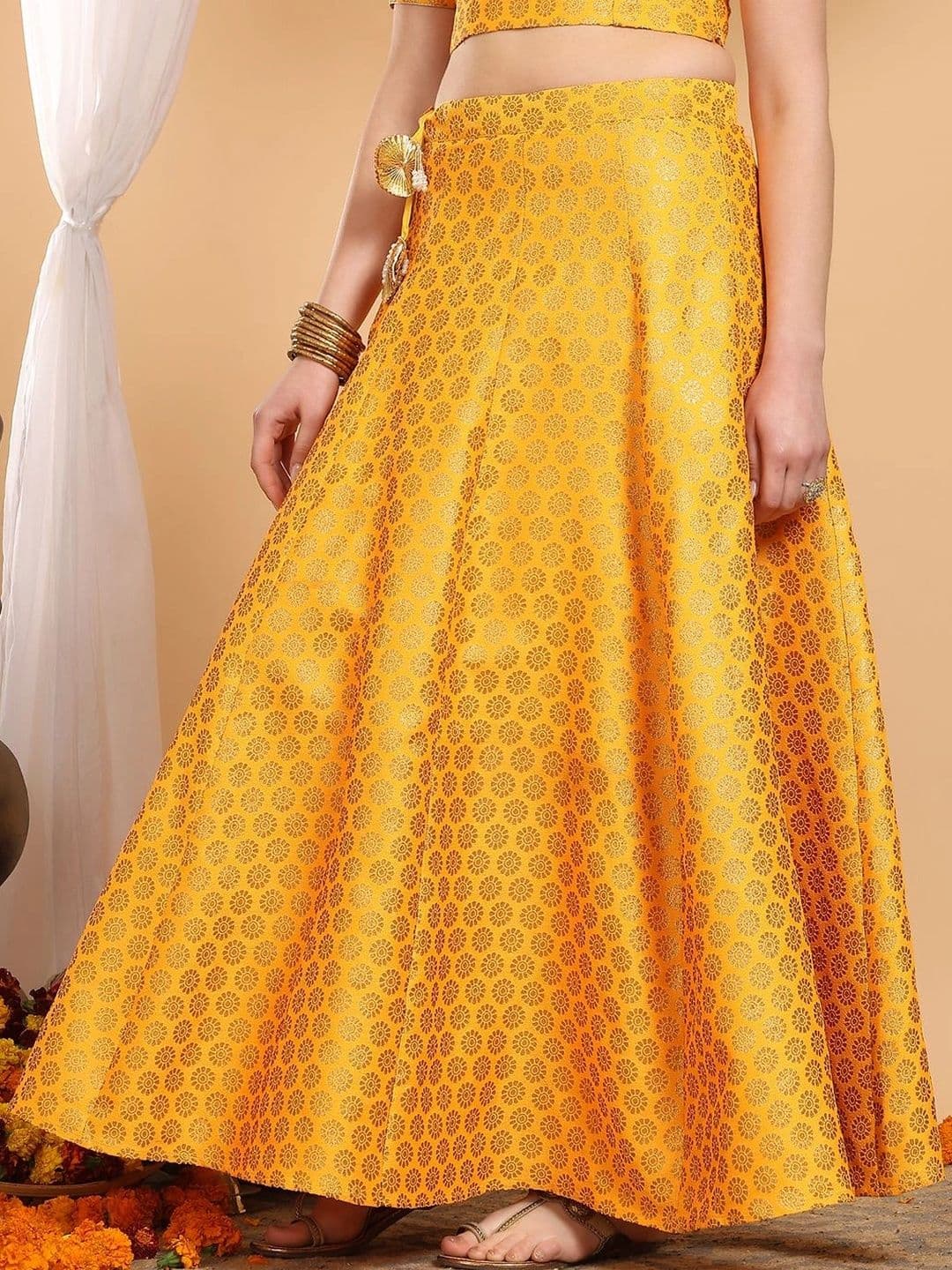 Frolic Rolic Women Self Design Maxi Flared Skirt thumbnail 5