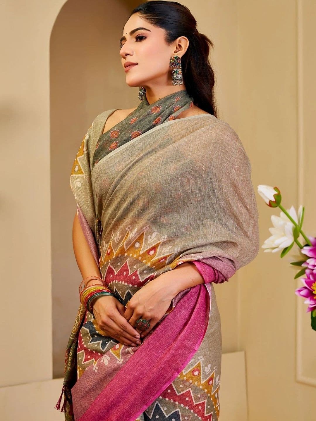 Mitera Kalamkari Tissue Designer Saree thumbnail 4