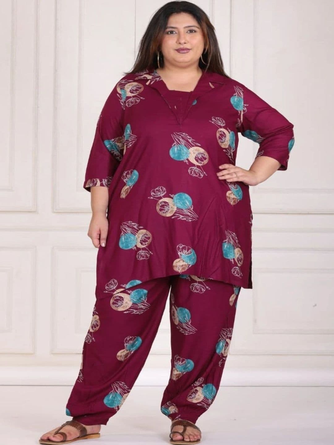 Sandhya's Plus Women Ethnic Motifs Printed Regular Kurta with Patiala - view 1