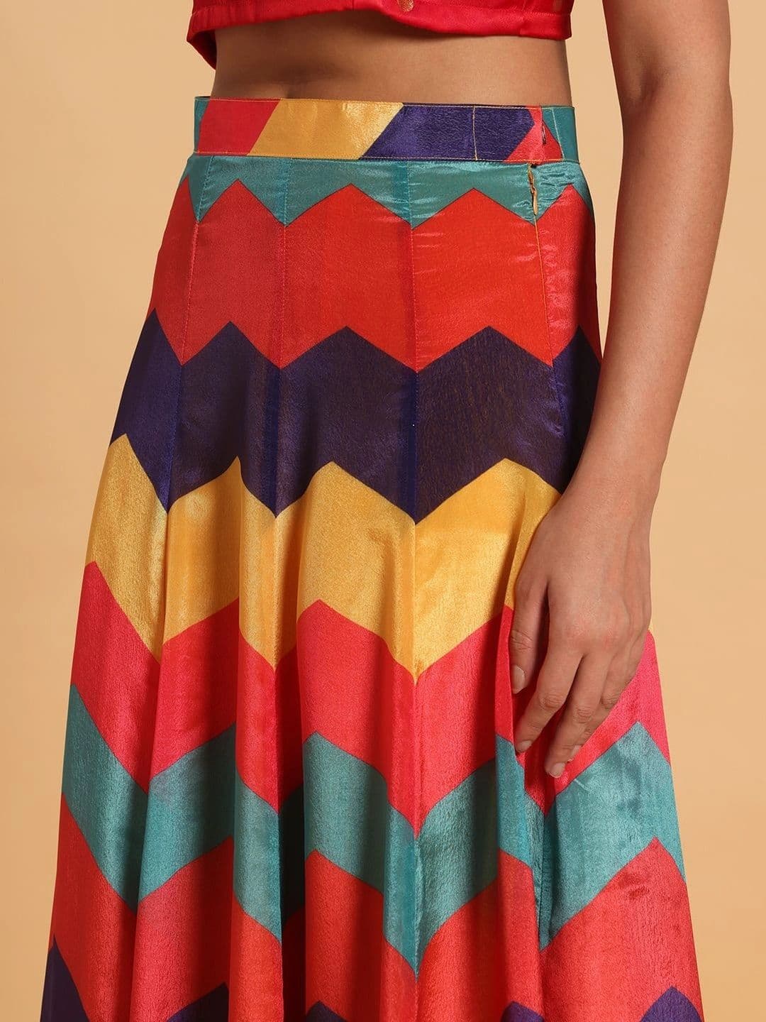 Frolic Rolic Women Colourblocked Sleek Utility Maxi Flared Skirt thumbnail 3