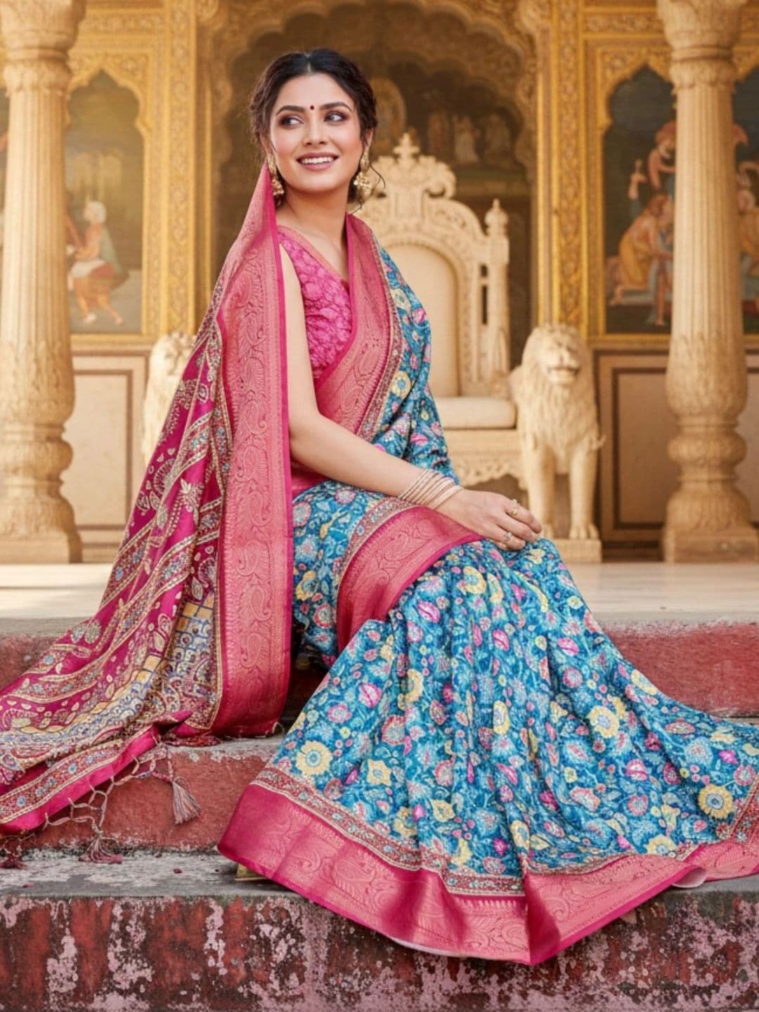 Mitera Woven Design Zari Silk Blend Designer Saree thumbnail 3