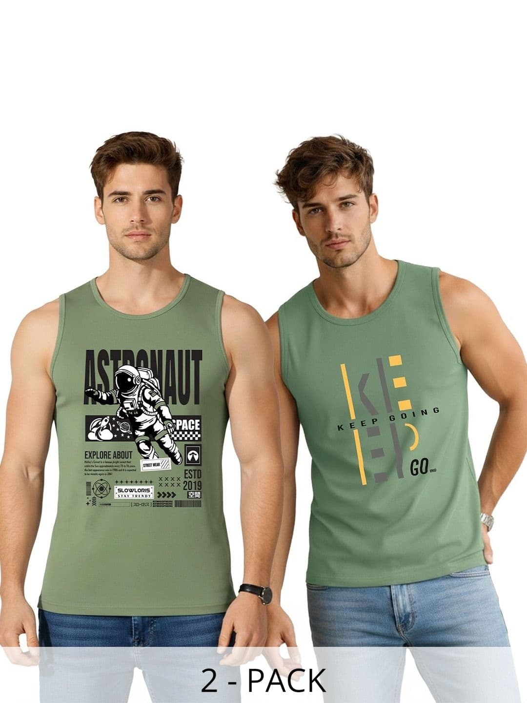 SLOWLORIS Men Pack of 2 Printed T-shirt - view 1