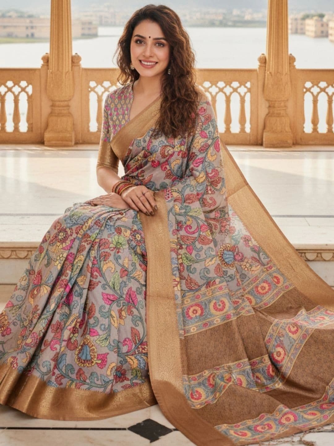Mitera Floral Silk Blend Designer Saree thumbnail 2