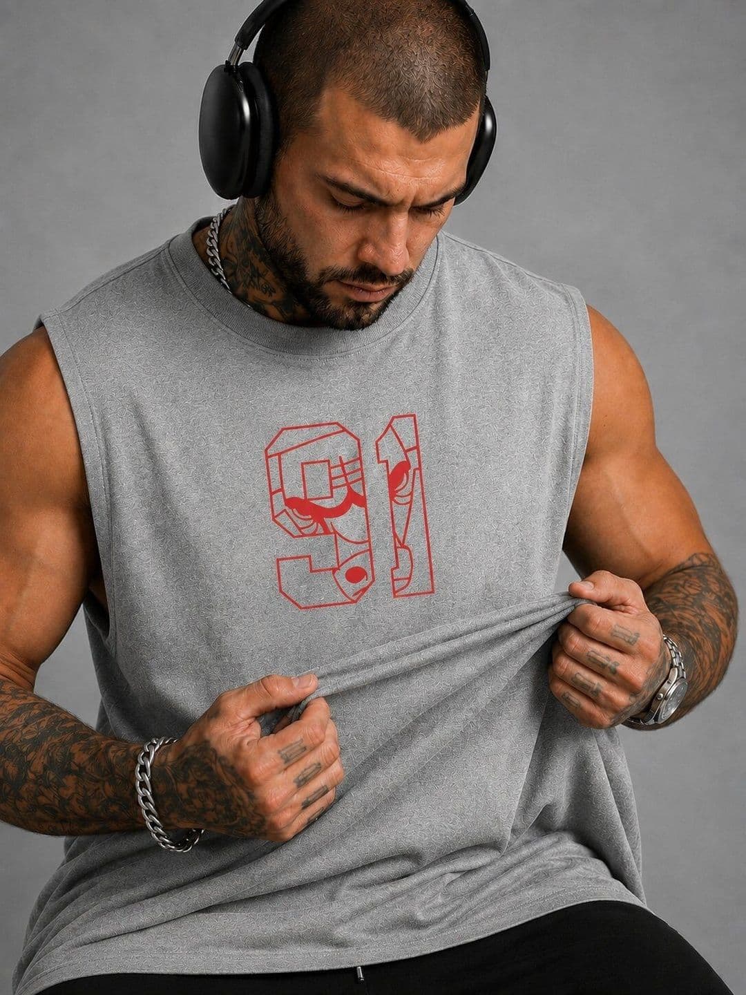 Moda Rapido Printed Cotton Blend Gym Vest thumbnail 4