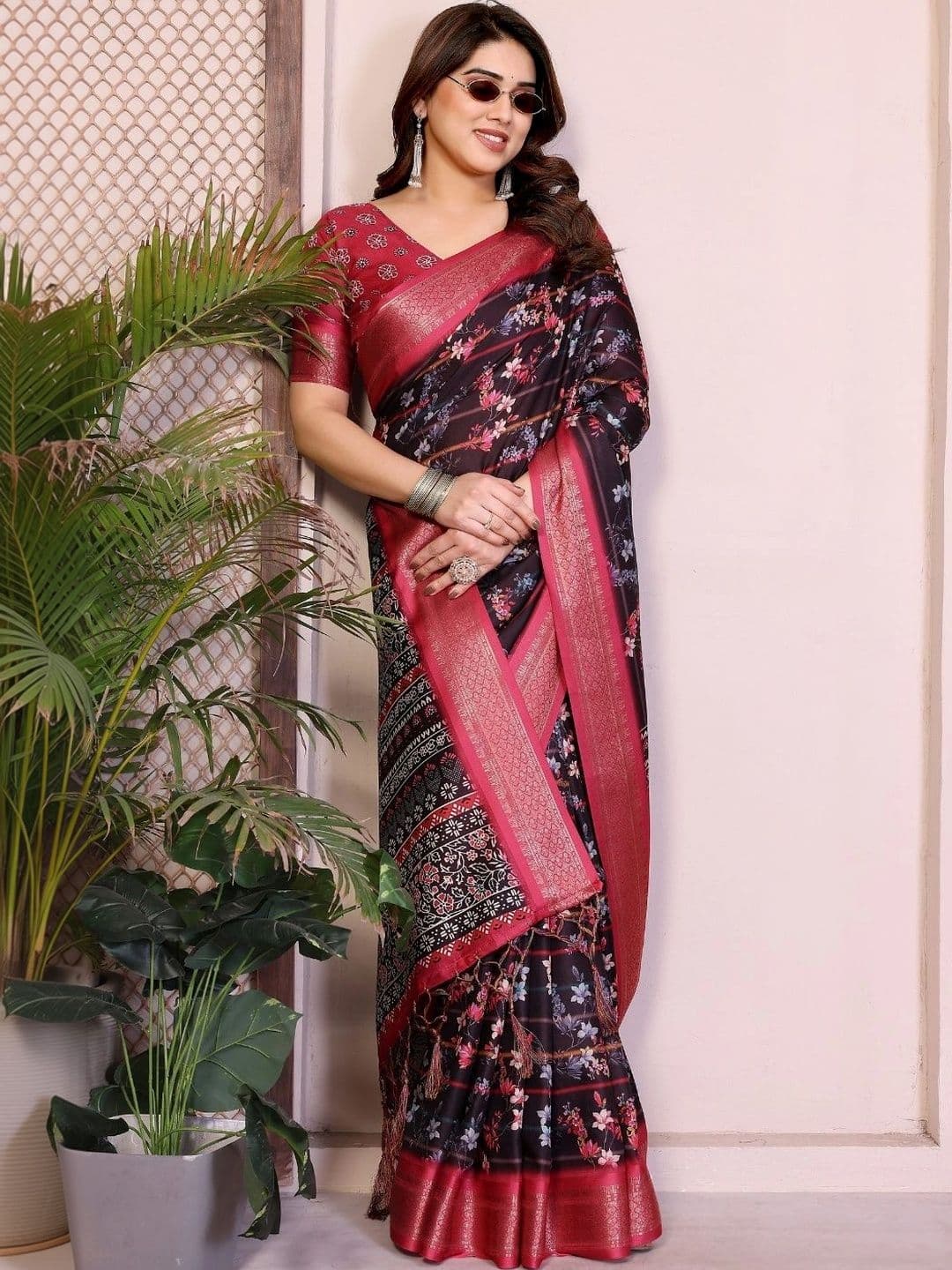 Mitera Floral Designer Saree - view 1