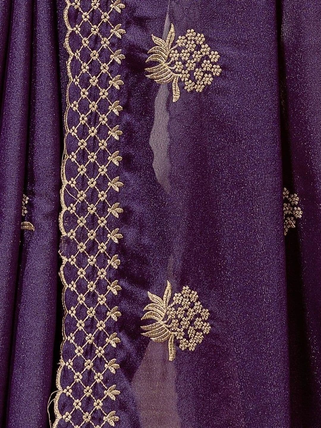 Vastra Drape Embellished Embroidered Poly Georgette Saree thumbnail 2
