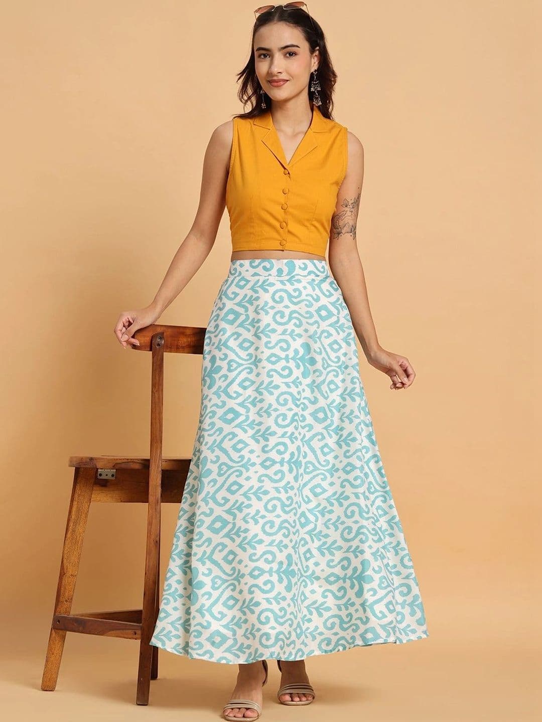Frolic Rolic Women Abstract Maxi Flared Skirt thumbnail 6