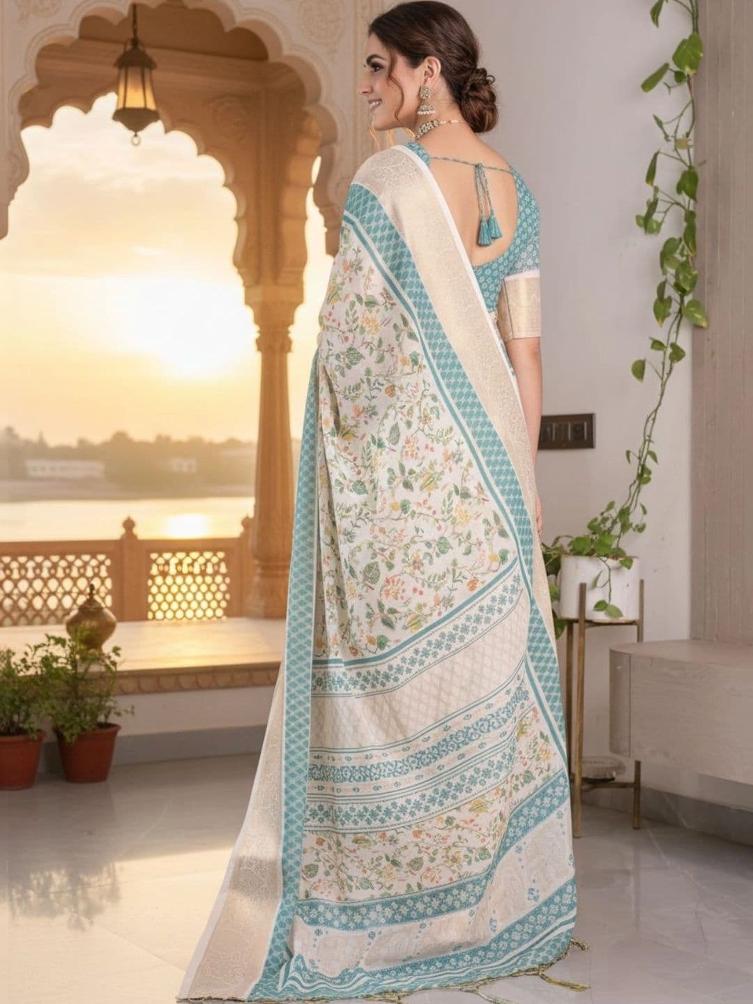 Mitera Floral Silk Blend Designer Saree thumbnail 3