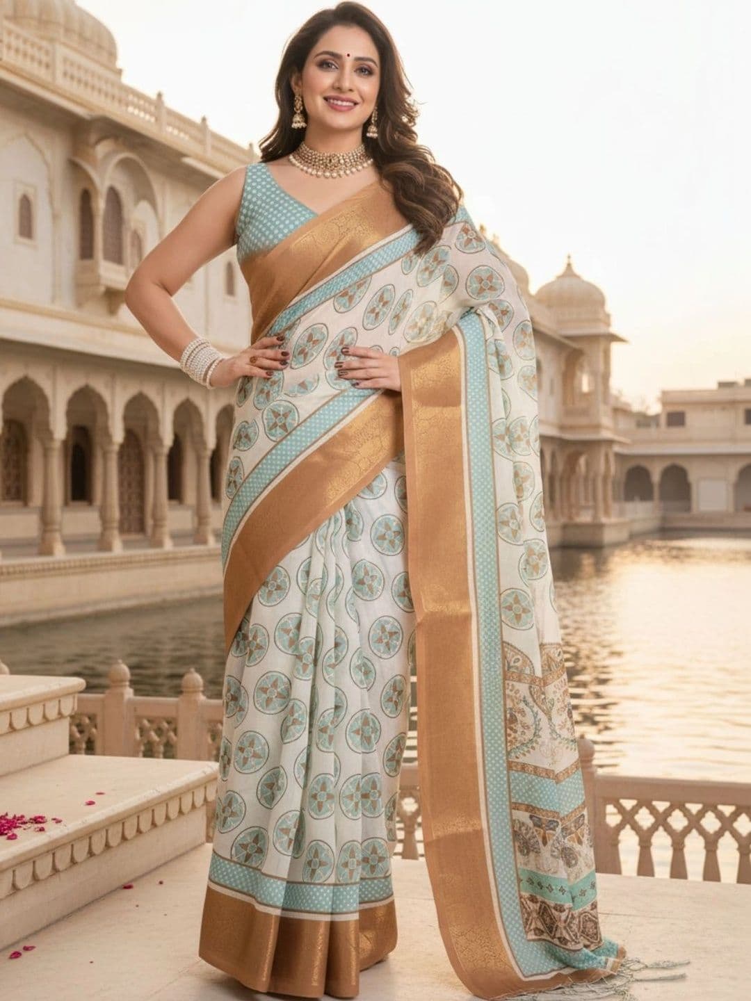 Mitera Floral Silk Blend Designer Saree thumbnail 2