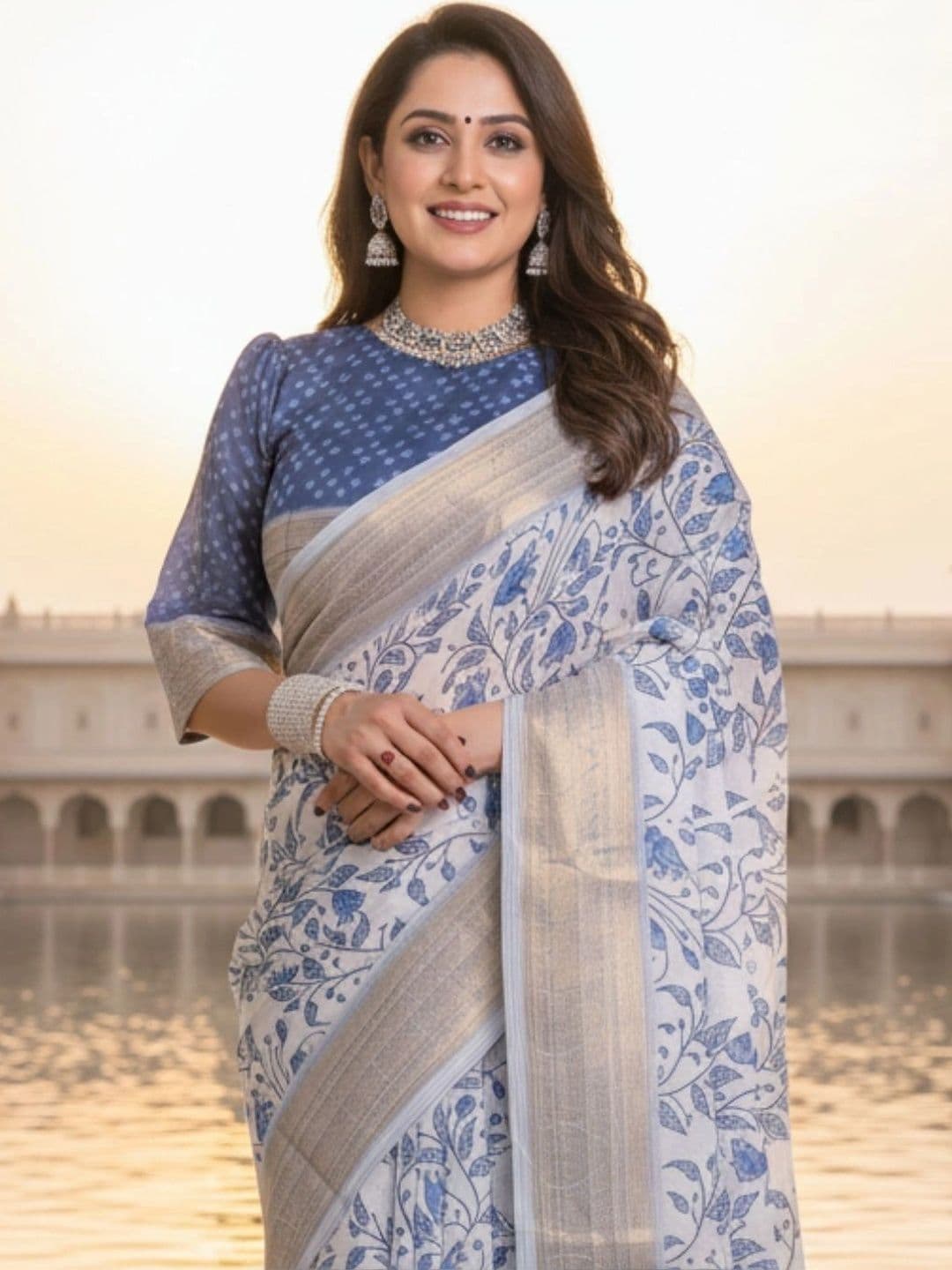 Mitera Floral Silk Blend Designer Saree thumbnail 2