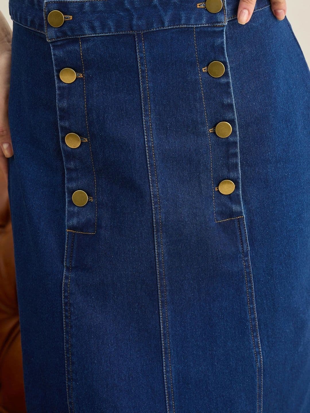 Chemistry Women Denim Sleek Utility Midi A-Line Skirt thumbnail 3