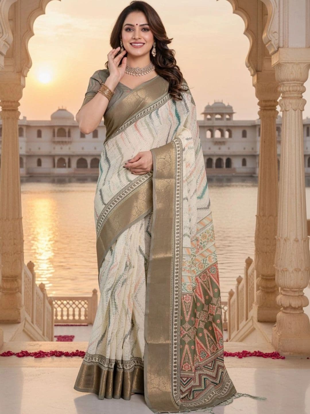 Mitera Silk Blend Designer Saree thumbnail 2